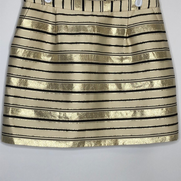 J Crew Gold, Cream and Black Mini Skirt - size 6 - Picture 3 of 9